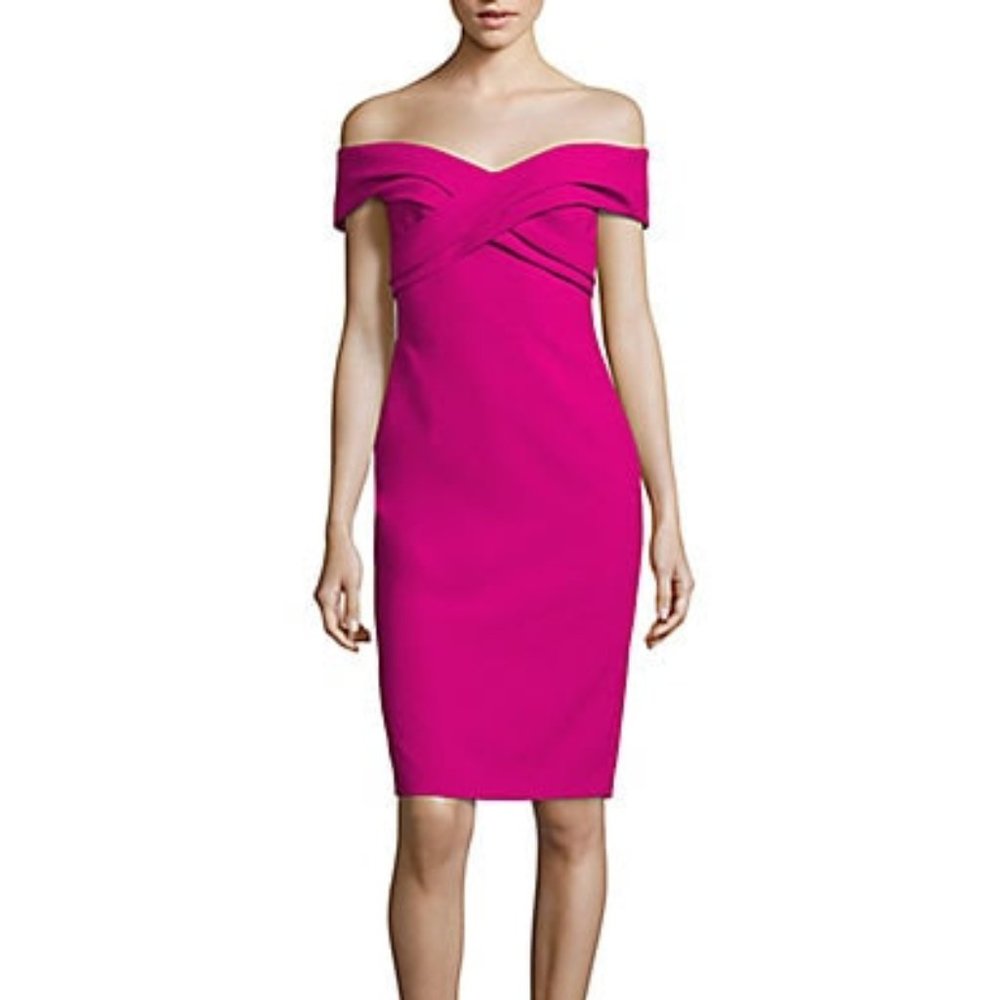 Theia Off-The-Shoulder Sheath Dress  Pink NWT